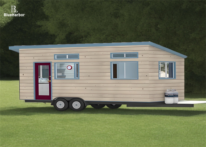 Estructura de acero ligero Mini casas prefabricadas con remolque Beige de 3 toneladas para 2-3 personas